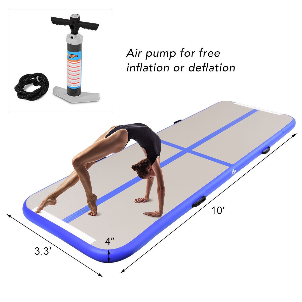 Goplus Inflatable Gymnastics Tumbling Mat Air Track Floor Mats with