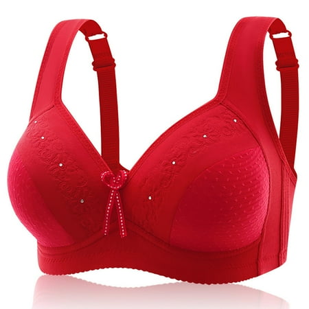 Wireless Bras for Women  Xunlbb Middle Aged And Elderly Bras Without Steel Rings Large Size Underwear Front Button Style Bra Comfortable Bra(Red 38)