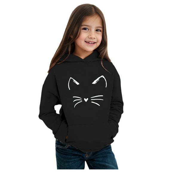 SGMVNU Boys Girls Hoodies 3-4 Years Black Hoodies for Teen Girls Cute Trendy Youth Long Sleeve Oversized Hooded Sweatshirts Cute Graphic Tops Fall Winter Kids Clothes