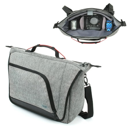 Messenger Camera Bag for DSLR / SLR by USA Gear with Customizable Dividers Weather Resistant Bottom Comfortable Back Support and Adjustable Strap - Fits Nikon Canon Sony Pentax and More
