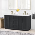 thumbnail image 3 of Busan 60M"  Double Bath Vanity in Oak Classic Black with  White Quartz Stone Top, 3 of 17