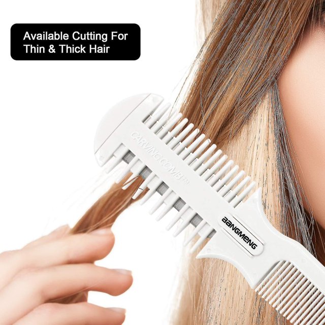 Peine cortador de pelo, maquinilla de afeitar con peine, puntas abiertas, cortadora de pelo, cuchillas de afeitar de doble filo para corte y peinado de cabello fino y grueso