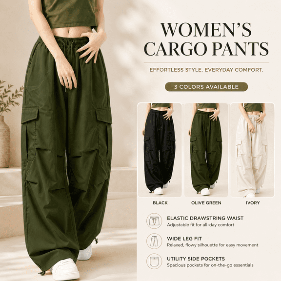 HappyYEE Cargo Pants for Women Oversized Wide Leg Dance Bottoms Loose Fits Lightweight Fashion Sports Trousers Streetwear 3XL