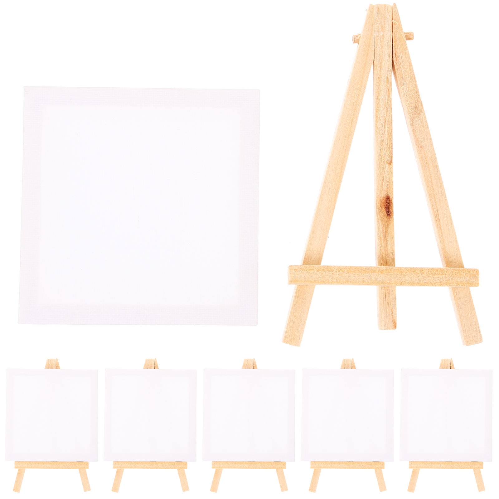 Tineasur 6-Pack Small White Wood Easels for Painting, Portable Multifunctional Art Display Stands