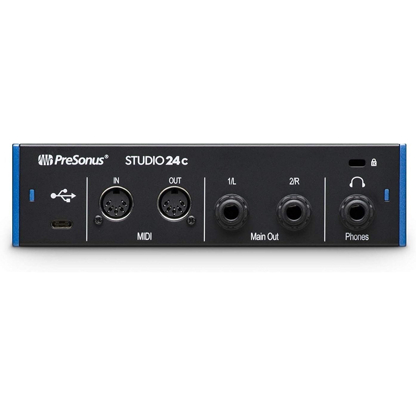 PreSonus Studio 24c USB‑C 2×2 Audio/MIDI Interface Bundle – Mic, Headphones, DAW & More