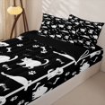 thumbnail image 3 of Homewish Cartoon Cats Dog Zipper Twin Comforter Sets with Fitted Sheet and 2 Pillowcases,Lovely Pet Paws Zipper Bedding Set,Black,Black Reversible,4pcs, 3 of 8