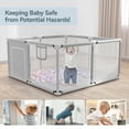 thumbnail image 3 of Baby Playpen, Outdoor Play Yard, Portable Play Yard 4-Panel- Baby Safety Playpen for Infant Toddler,Grey, 3 of 7