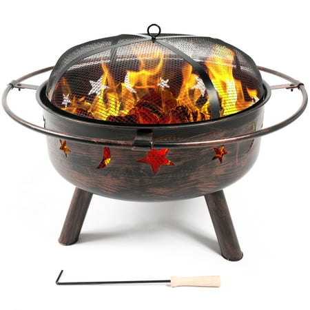 Belleze Outdoor Firepit Diamond Wood Burning Log Fire Pit Sky