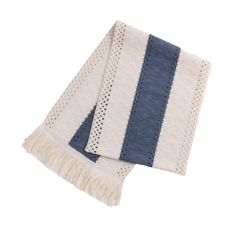 

RTDBG Home Decorations Boho Blue Table Runner Inches Long Macrame Navy Table Runner Farmhouse Style Table Runner With Tassels For Party Bohemian Wedding Bridal Shower Dining