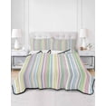 thumbnail image 3 of Colorful Striped Full Size Down Alternative Comforter, Lightweight Comforter Quilt Bedding Set with Pillow Shams Farmhouse Rainbow Color Stripes All Seasons Bed Comforter Duvet Insert 78"x90", 3 of 7