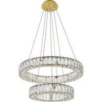 Maklaine 2 Tier 23.6" Round Royal Cut LED Chandelier in Gold