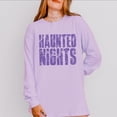 thumbnail image 5 of Haunted Nights Block Distressed - Women's Garment Dyed Long Sleeve Graphic T-Shirt, 5 of 9
