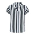 thumbnail image 3 of Scyoekwg Womens Short Sleeve T Shirts V Neck Elegant Shirts Comfy Lightweight Dressy Casual Blouses Stripe Print Loose Blouses (Blue,L), 3 of 5