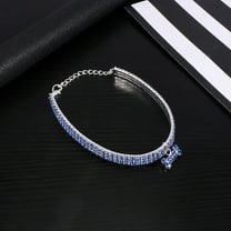 LULULION Blue Rhinestone Pet Dog Collar Adjustable Buckle Chain Durable Crystal Collar for Outdoor Walking and Sports