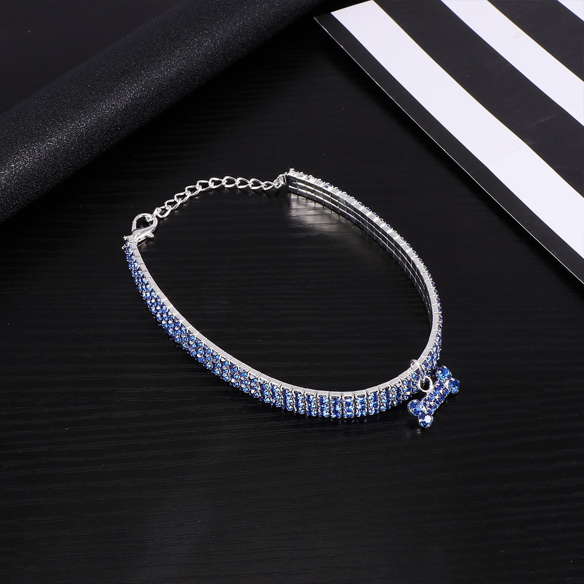 YOSADIER Rhinestone Pet Collar with Adjustable Size for Outdoor and Everyday Use and Stylish
