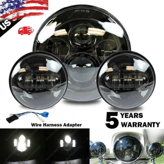 7" inch Led Headlight   4.5" Fog Light For Yamaha V-Star XVS 650 950 1100 1300