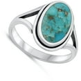thumbnail image 4 of CHOOSE YOUR COLOR Cocktail Simulated Turquoise Ring .925 Sterling Silver Band Blue CZ Female Size 7, 4 of 4