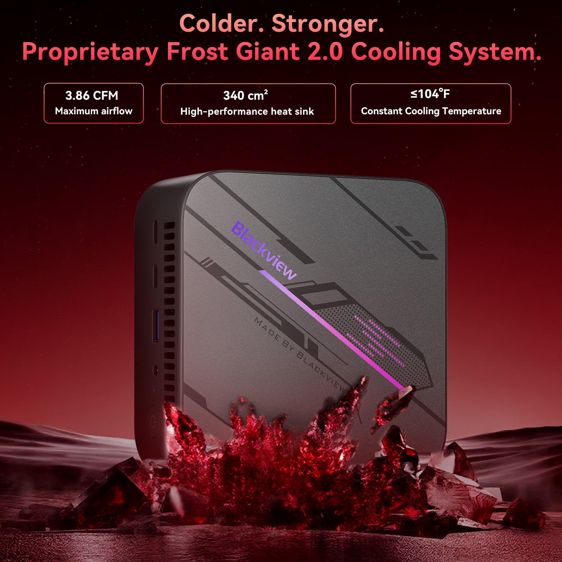 Blackview MP100 Pro Mini PC, AMD Ryzen 5 7430U(4.3GHz, 6C/12T), 16GB LPDDR4 512GB PCIE4.0 SSD, Triple 4K(HDMI+DP+Type-C), WiFi 6, BT 5.2, Windows 11 Pro with 3-Year Warranty, for Laptop, Monitor