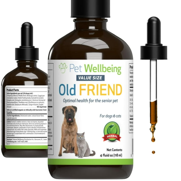Pet Wellbeing Old Friend for Senior Dogs & Cats - Supports Immune System Health, Joint Mobility, Healthy Energy Levels, Alfalfa, Reishi - Veterinaria