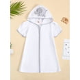 thumbnail image 2 of Argulvti Kid Swim Coverups Bow/Elephant Embroidery Short Sleeve Hooded Robe Zip-Up Towel Beachwear, 2 of 7