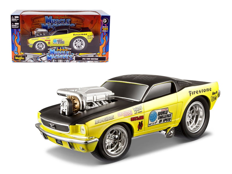 Maisto 1:24 Scale 1966 Ford Mustang Yellow Gasser Muscle Machines
