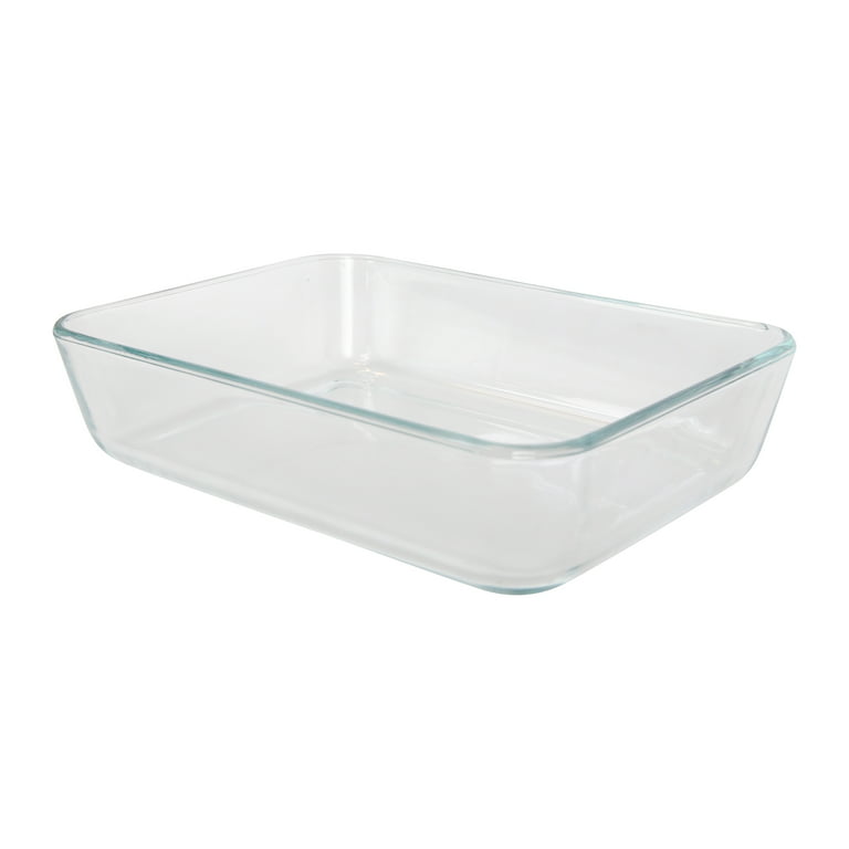 Pyrex 7210 3-Cup Rectangle Glass Food Storage Dish w/ 7210-PC 3-Cup Poppy Red Lid Cover (2-Pack)
