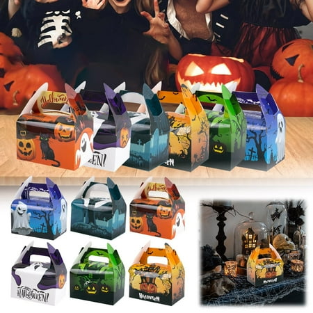 

6Pcs Boxes Trick Or Candy Boxes With Window Party Goodie Boxes Supplies For Cookie Dessert Cupcake Pie