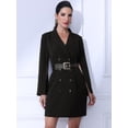 thumbnail image 2 of DARING DIVA Elegant Slit Sleeve Button Down Work Belted Blazer Dress XS Black, 2 of 6