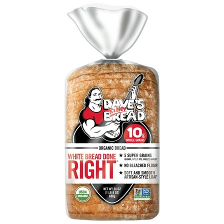 Dave's Killer Bread White Bread Done Right Organic Bread Loaf, 24 oz, Shelf-Stable (24 ounce)