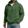 thumbnail image 6 of Men's 1/4 Zip Hooded Sweatshirt for Casual Wear, Winter Lounge, and Christmas Relaxation,Army Green,L, 6 of 6