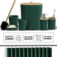 thumbnail image 4 of Clara Clark  Bamboo Bathroom Accessories Set with Shower Curtain Set, Toilet Brush, Trash Can & Soap Dispenser Complete Set - Hunter Green, 4 of 5