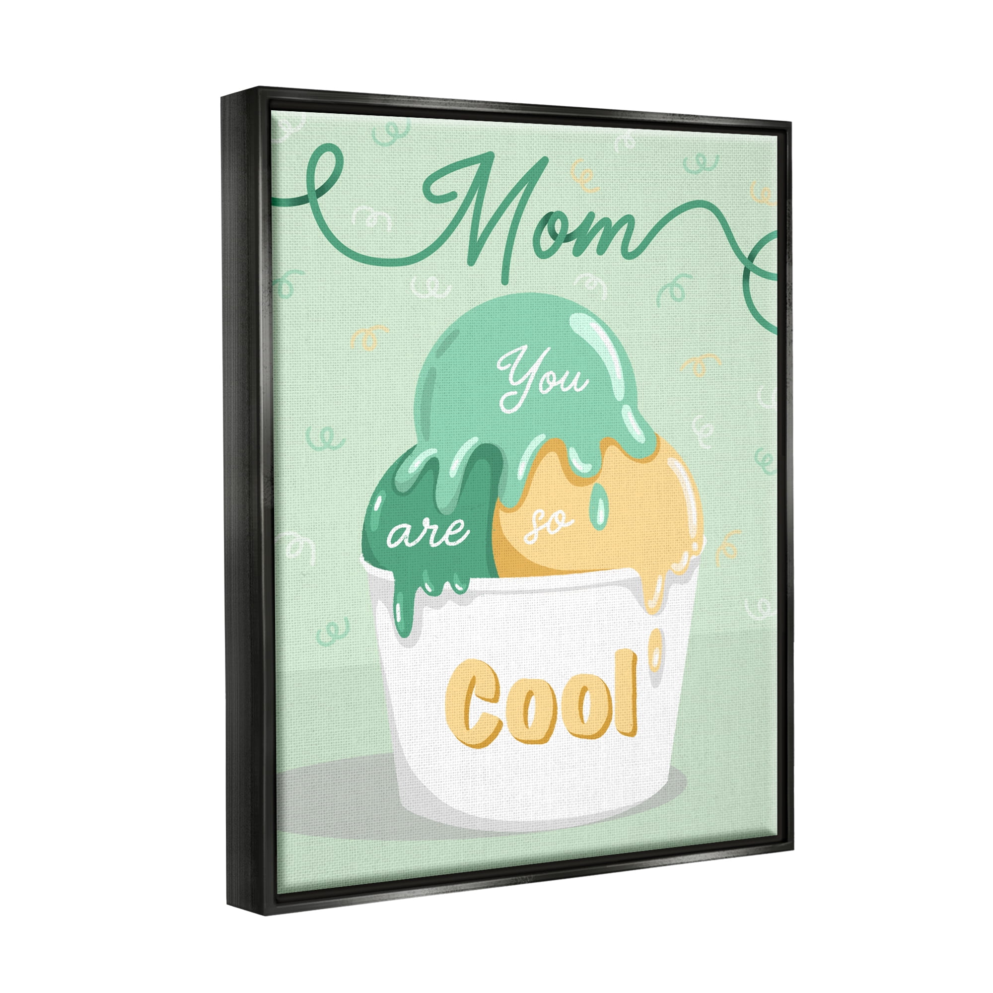 Stupell Industries Mom You Are So Cool Ice Cream Holiday Painting Black Floater Framed Art Print Wall Art