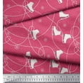 thumbnail image 3 of Soimoi Pink Moss Georgette Fabric Snow Flake & Ice Skates Travel Print Fabric by the Yard 42 Inch Wide, 3 of 3