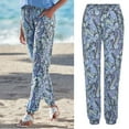 thumbnail image 2 of Jamsmile Women Pants High Waist Floral Print Trousers Boho Beach Pockets Long Pants Flowy Lightweight Summer Beach Loose Trousers, 2 of 8