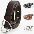 thumbnail image 3 of Yoetaun Leather Hollow Buckle Belt Heart Shaped Dresses Belt Punk Waistband Waist Belt Jeans Coat Belt Decorative Women Belt Coffee, 3 of 8