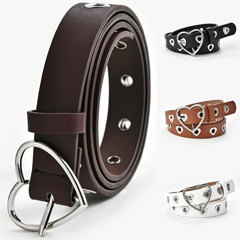Hollow Heart Belt Vintage Buckle Waist Belt Retro Leather Heart