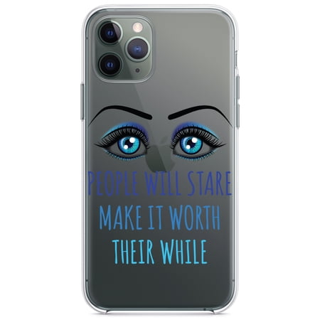 DistinctInk Clear Shockproof Hybrid Case for iPhone 11 (6.1 Screen) - TPU Bumper Acrylic Back Tempered Glass Screen Protector - People Will Stare Make it Worth Their While