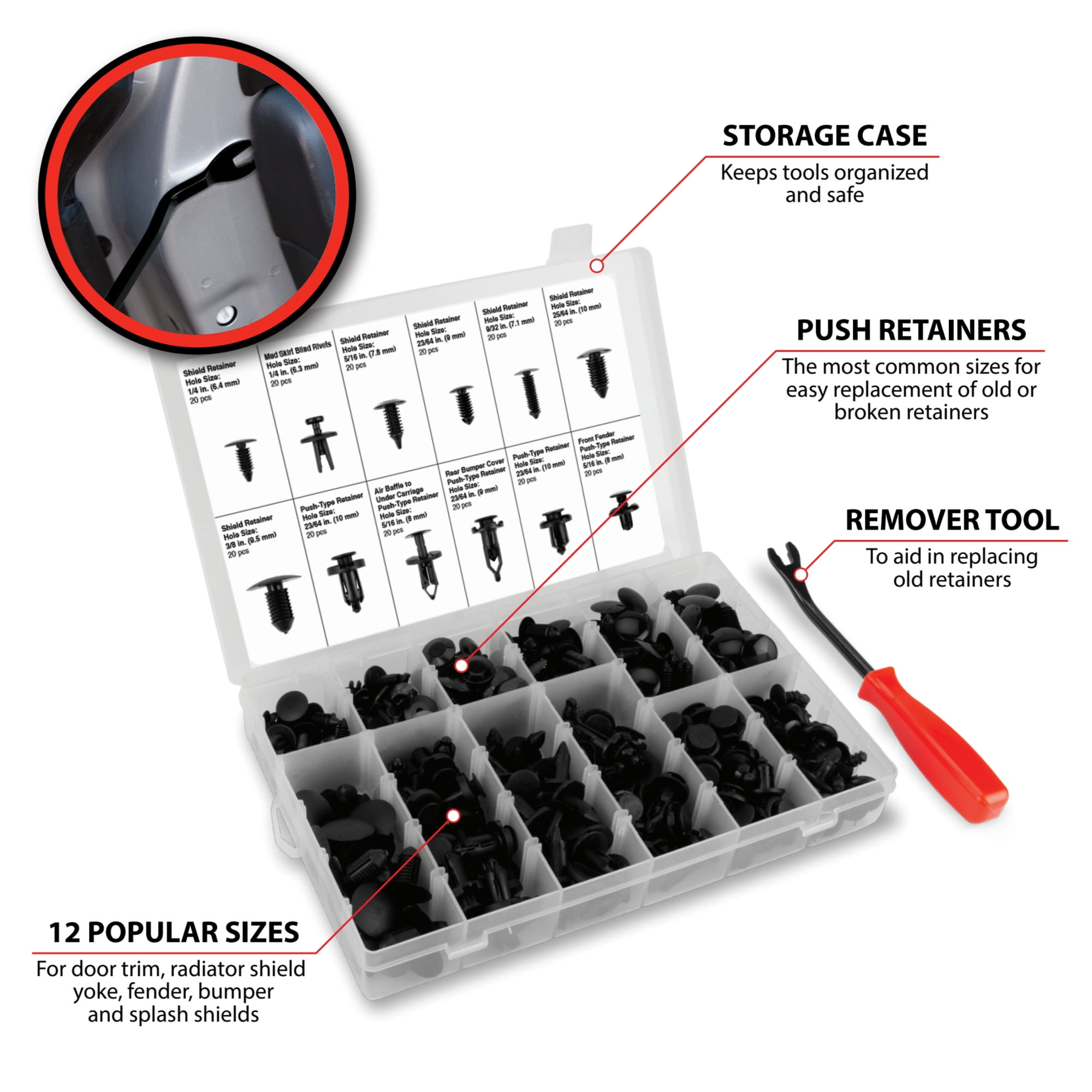Performance Tool W5259 240-Piece Automotive Push Pin Retainer Kit