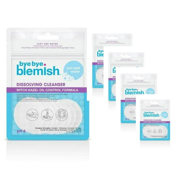 Bye Bye Blemish Water Activated Dissolving Cleanser Sheets x 5