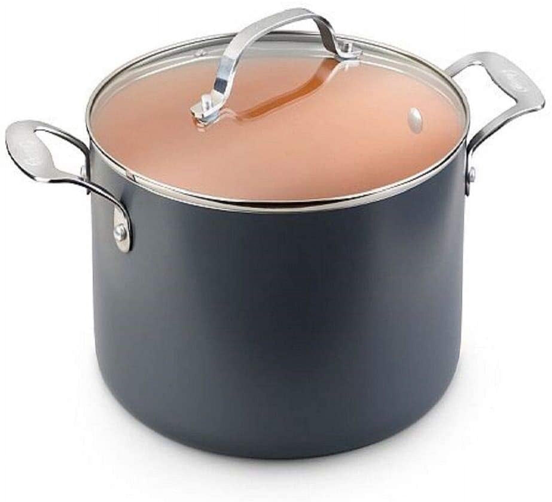 Gotham Steel 7-Quart Stock Pot with Ultra Nonstick Ceramic and Titanium Coating includes Tempered Glass Lid – Dishwasher Safe
