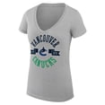 thumbnail image 2 of Women's G-III 4Her by Carl Banks Heather Gray Vancouver Canucks City Graphic V-Neck Fitted T-Shirt, 2 of 3