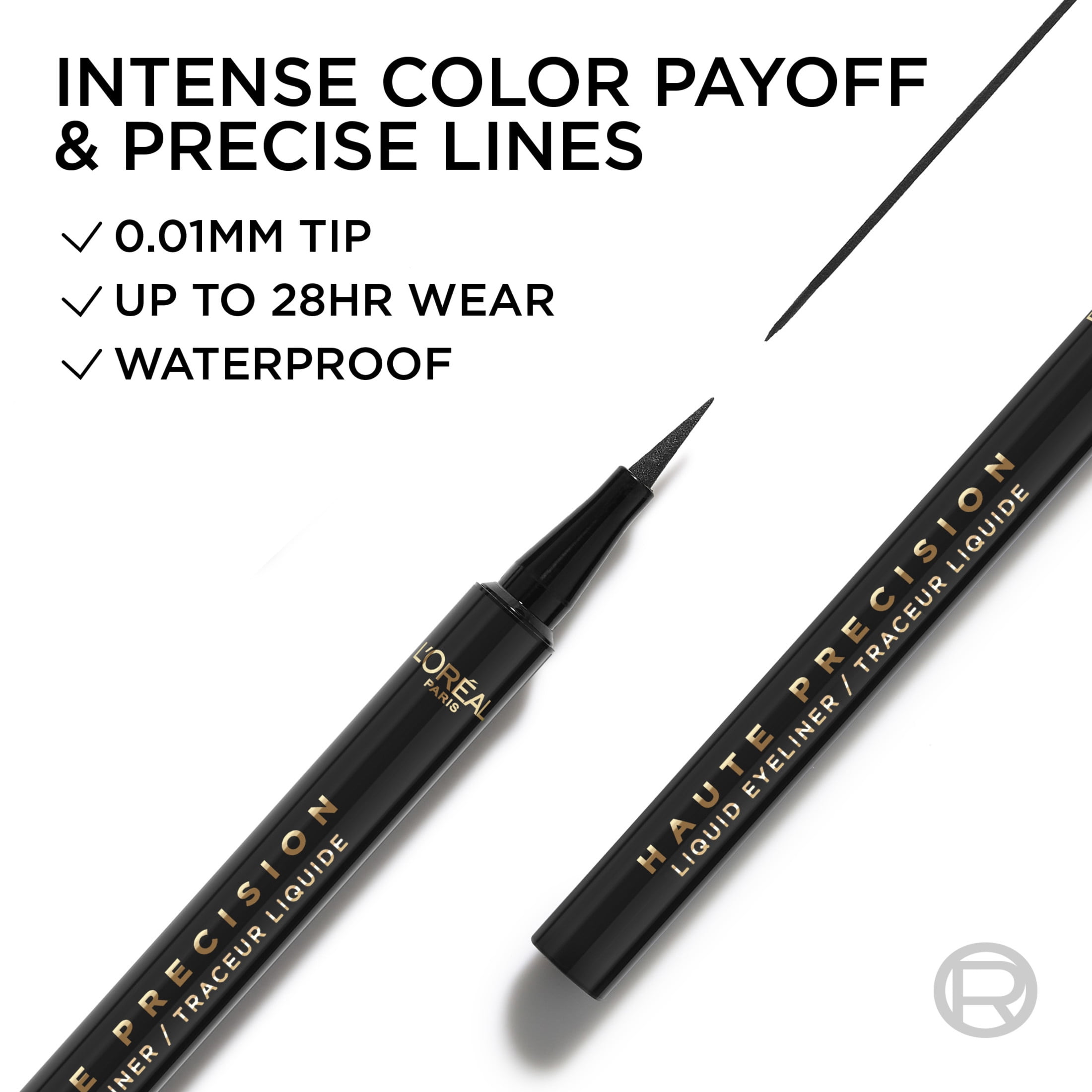 L'Oreal Paris Haute Precision Waterproof Liquid Eyeliner, Black Silk 10, 0.03 fl oz