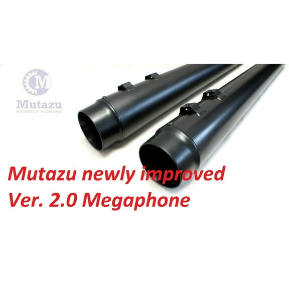 MUTAZU 4" Ver.2.0 Matte Black Megaphone Slip-On Mufflers Exhaust 1995-2016 Harley Touring Road King Glide Street