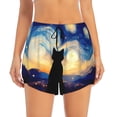 thumbnail image 2 of Hirioo Cat Under Starry Skies for Women's Double Layer Athletic Shorts High-Performance Gym Shorts with Inner Pocket, Elastic Waistband-XX-Large, 2 of 7