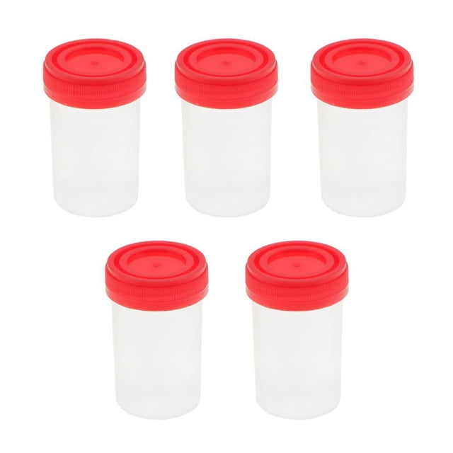 5x 5 Uds./set Vaso Medidor de 60ml Recipiente Estéril con Tapa