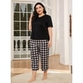 thumbnail image 6 of ebukurty Plus Size Pajama Sets for Women 2 Piece Short Sleeves with Pocket and Checks Pans Lounge Sets, Sizes 1XL-5XL, 6 of 12
