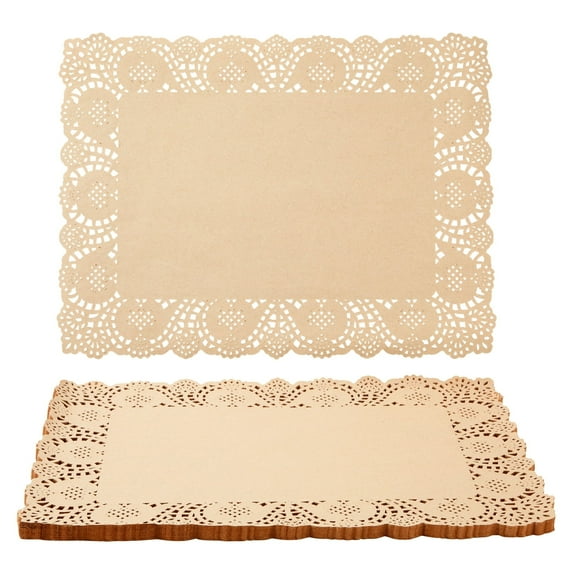 100 Pack Disposable Placemats for Wedding Receptions, Birthday Parties, Dinner Parties, Disposable Rectangular Lace Paper Doilies, 15.5 x 12 in