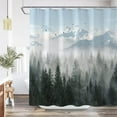 thumbnail image 2 of Gray Misty Forest Shower Curtain Grey Nature Foggy Tree Mountain Shower Curtains for Bathroom Waterproof Fabric Woodland Decorative Modern Black Bath Curtain with Hooks (Dark2, 72" x 72"), 2 of 6