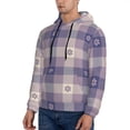 thumbnail image 3 of Uemuo Purple Floral Gingham Check Plaid Pattern Men's Hoodie - Casual Pullover Hoodie with Kangaroo Pocket, Stylish Hooded Sweatshirt for Everyday Wear-Small, 3 of 7