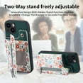 thumbnail image 6 of Allytech iPhone 12 Pro Wallet Case with Zipper Pocket & Cards Holder, Floral Pattern PU Leather Back Cover for Girls Women Shockproof Stand Magnetic Phone Case for Apple iPhone 12 Pro - Green, 6 of 9